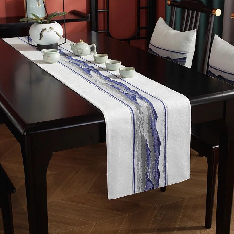 Bluejw Modern Table Runner Linen Embroidered Table Runner Easy-Care Table Runner - Image 1
